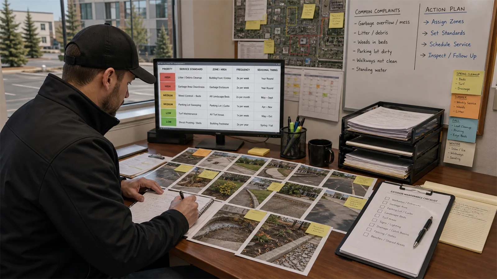 Use the site review to choose between reset work, recurring care, and seasonal planning.