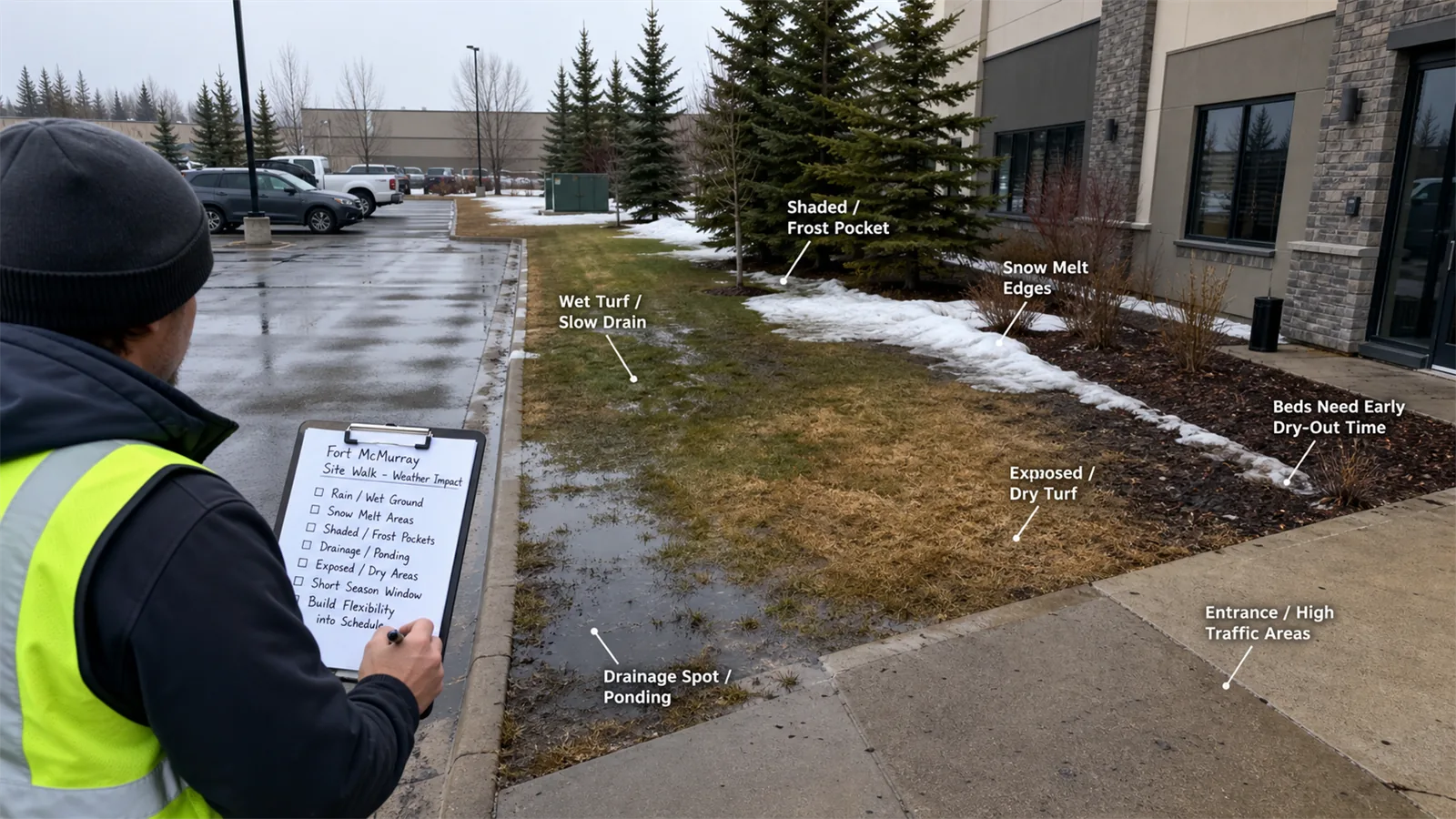 The first pass should connect Fort McMurray weather and service timing to the parts of the property people actually use.