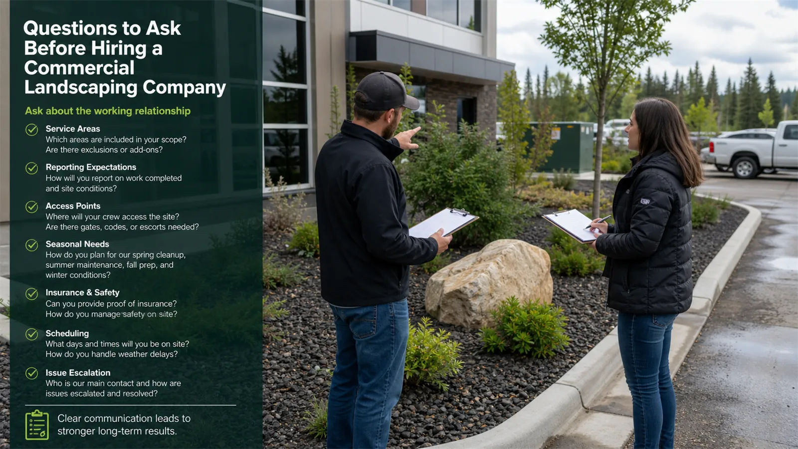 The first pass should focus on the areas where questions to Ask Before Hiring a Commercial Landscaping Company changes access, appearance, or timing.