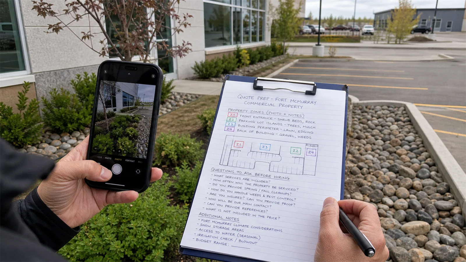 Photos and short notes help LawnSharks price questions to Ask Before Hiring a Commercial Landscaping Company with less back-and-forth.
