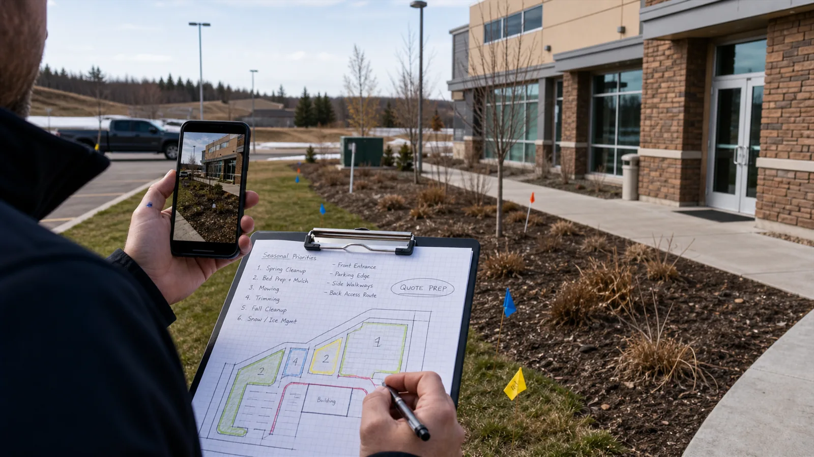 seasonal priority notes that show what needs to happen before the next weather or growth window.